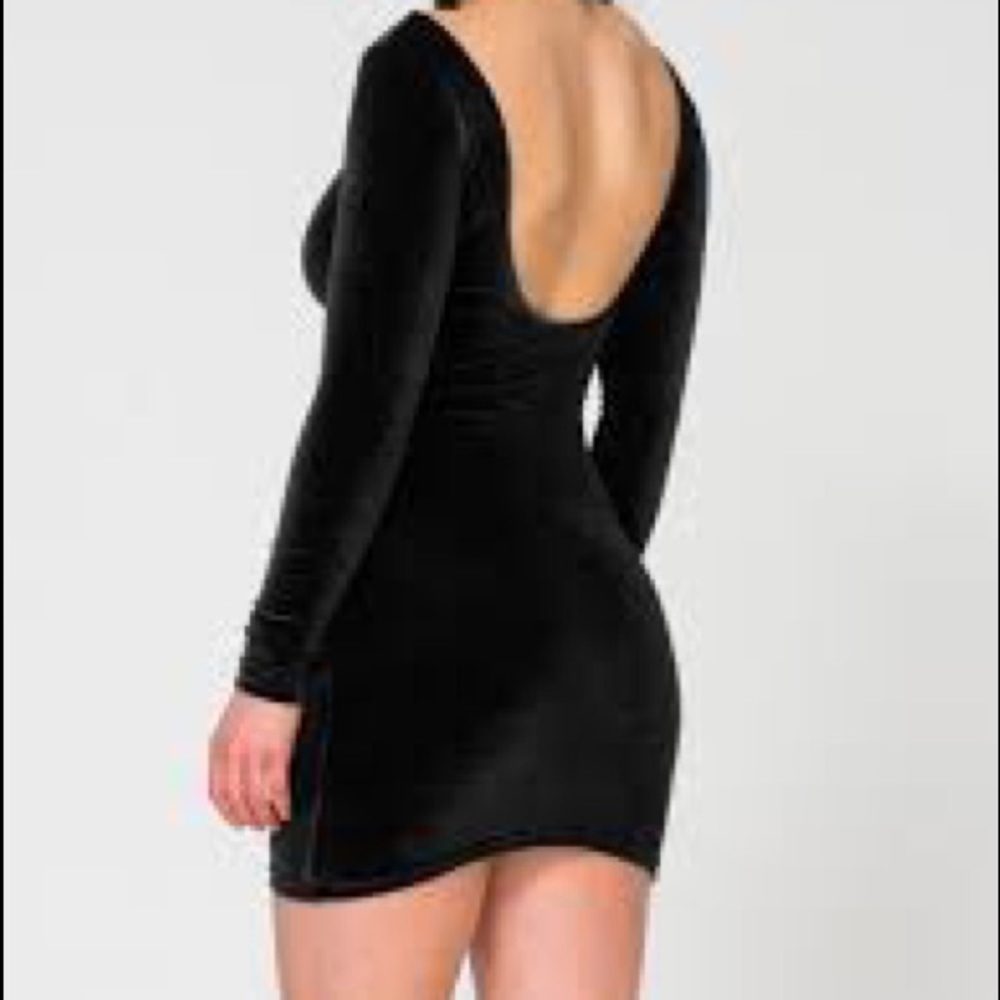 SOLD - Black velvet scoop neck low back bodycon